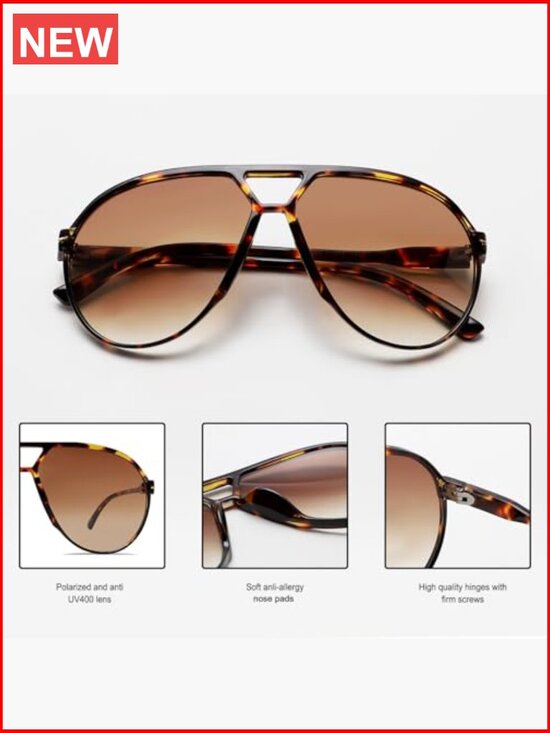 Retro Oversized Square Aviator Sunglasses UV Protection Lightweight main image 4